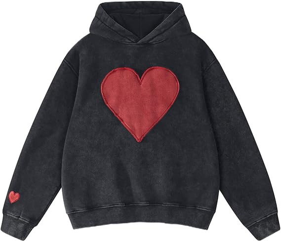 FAIABLE Hoodies for Women Heart Patch Couples Hoodies Sweatshirts Heavyweight Heart Hoodie 2026 V... | Amazon (US)