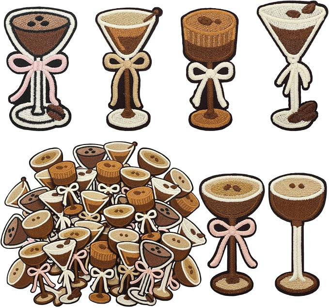 Dingion 24 Pcs Espresso Martini Embroidered Iron on Patches Set | Cocktail Appliques for Hats Shi... | Amazon (US)