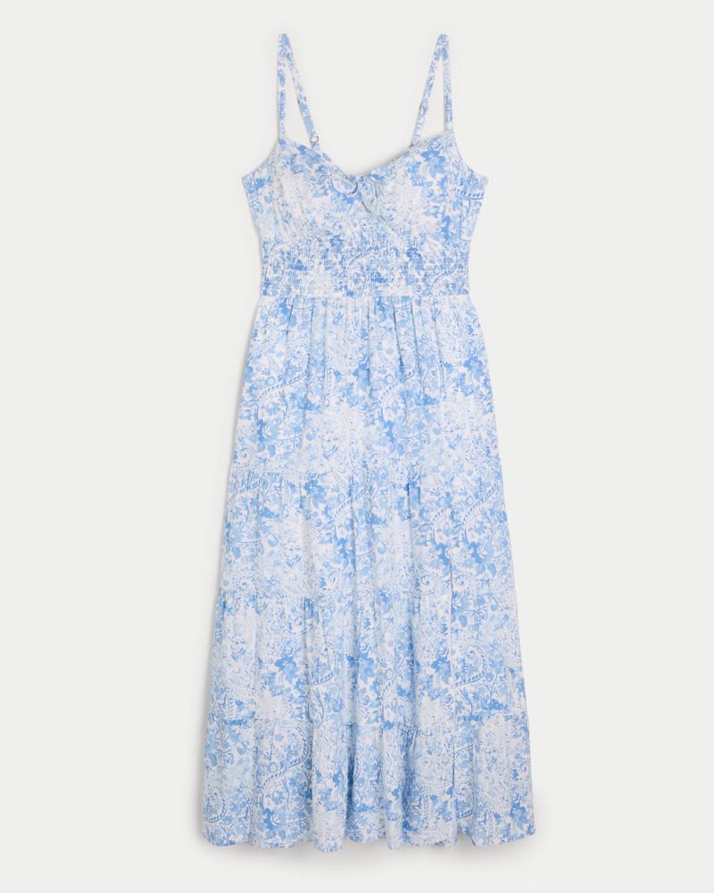 Twist Bust Tie-Back Midi Dress | Hollister (US)