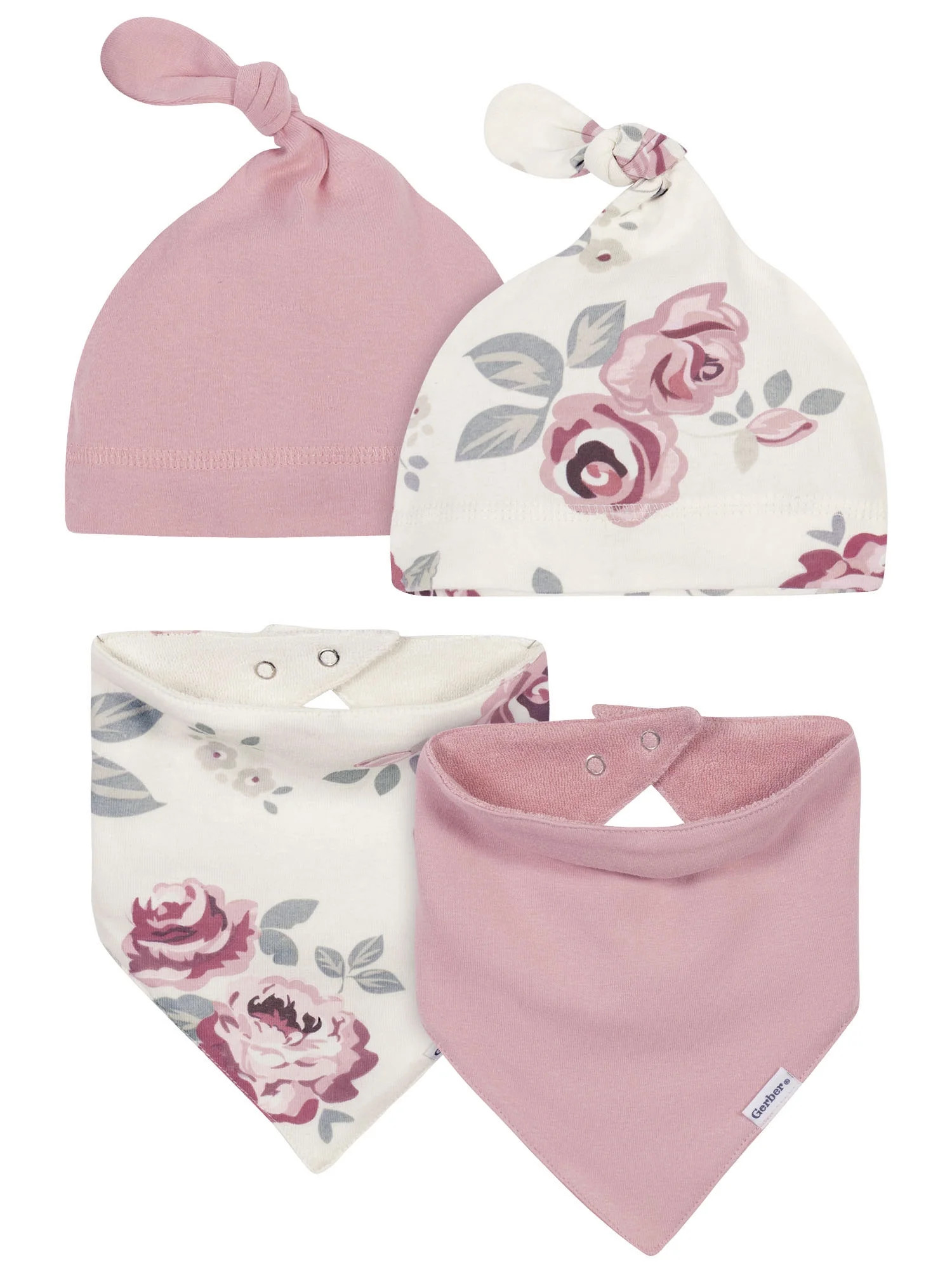 Modern Moments by Gerber Baby Girls Caps and Bibs Set, 4-Piece | Walmart (US)