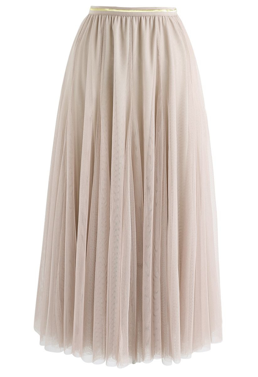 My Secret Garden Tulle Maxi Skirt in Cream | Chicwish