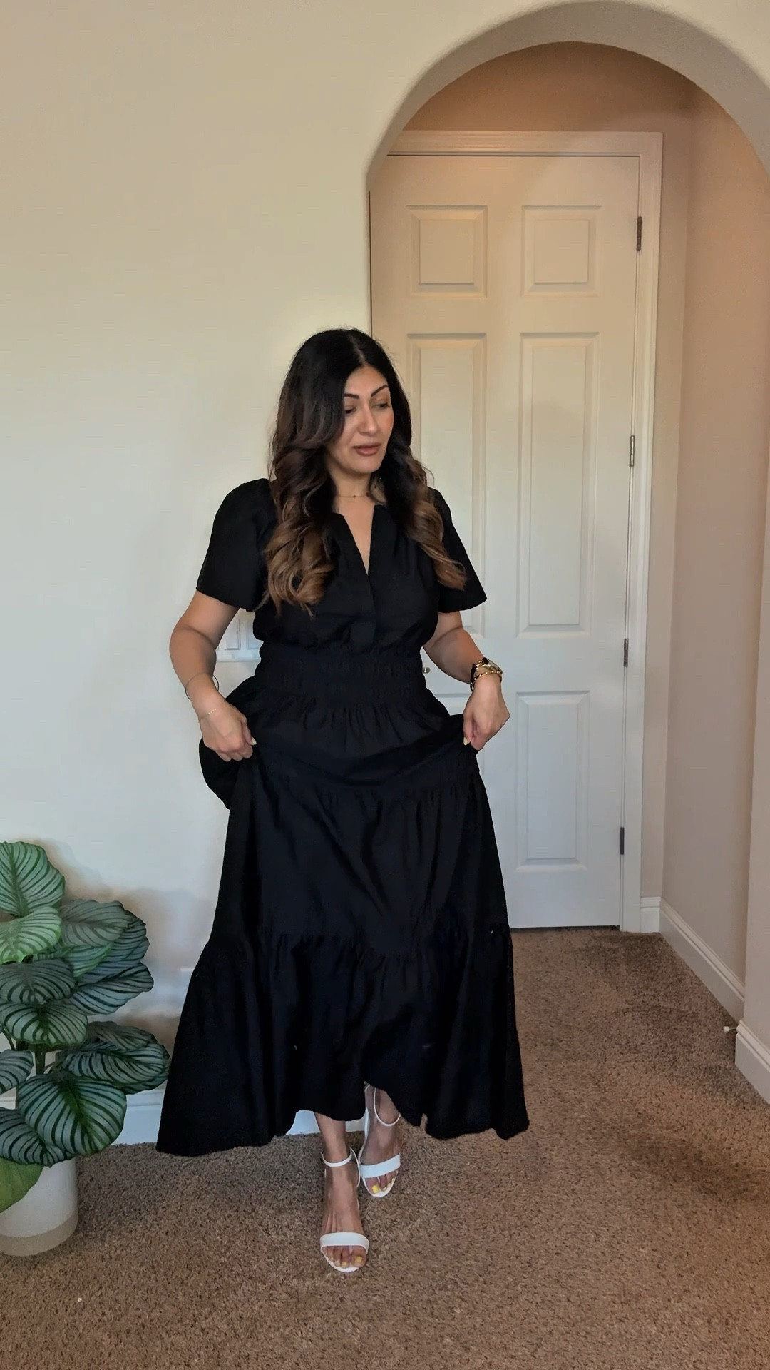 Cotton maxi dress is the perfect staple for summer outfits. It has pockets, smocked bodice and is long. Comes in multiple colors and designs. I’m wearing a large. The neckline is deep with one closure. 

#anthropologie #summerdress #workdress #summerworkwear #size10 #maxidress #casualdress #blackdress

#LTKSummerEdit #LTKWorkwear #LTKStyleTip
