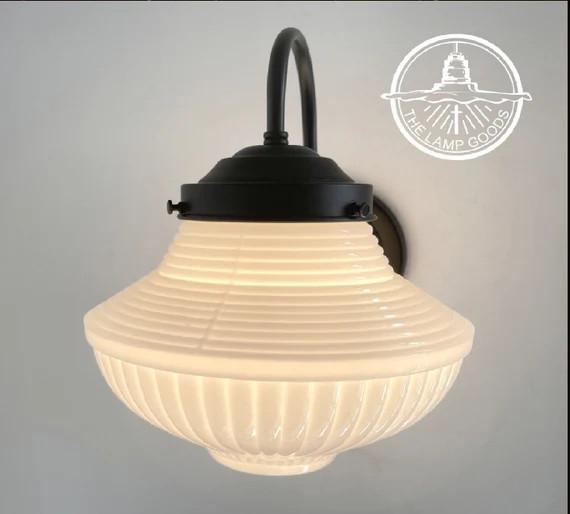 Traditional Milk Glass SCONCE Schoolhouse Wall Lighting  - Etsy | Etsy (US)