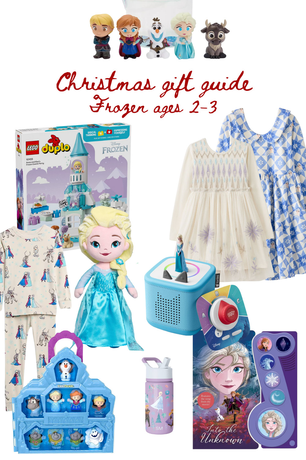  

 The perfect Frozen gift ideas for ages 2–3! From cozy Elsa pajamas and twirl-worthy dresses to interactive toys like LEGO DUPLO Frozen Castle and Toniebox Elsa figure, these picks are sure to make your little one’s holiday magical. Perfect for fans of Anna, Elsa, Olaf, and Sven!

#LTKKids #LTKHoliday #LTKGiftGuide