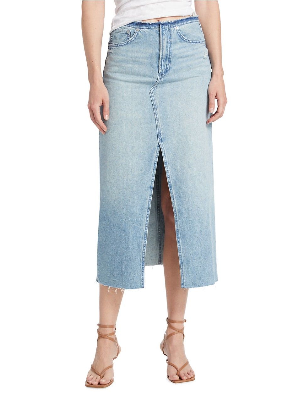 Clara Denim Split Midi Skirt | Saks Fifth Avenue