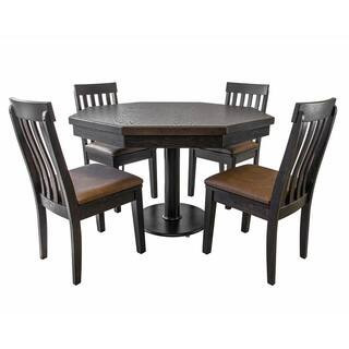Lost Mill Series Poker Table 1 Quantity in Mocha 1-Pack with Four Chairs | The Home Depot