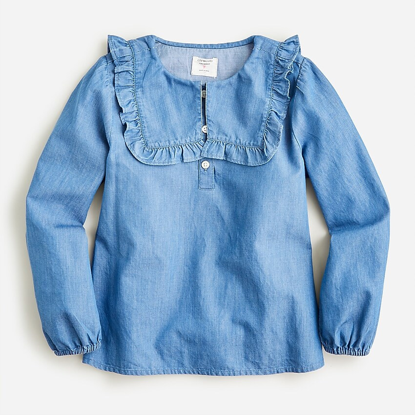 Girls' chambray collared top | J. Crew US