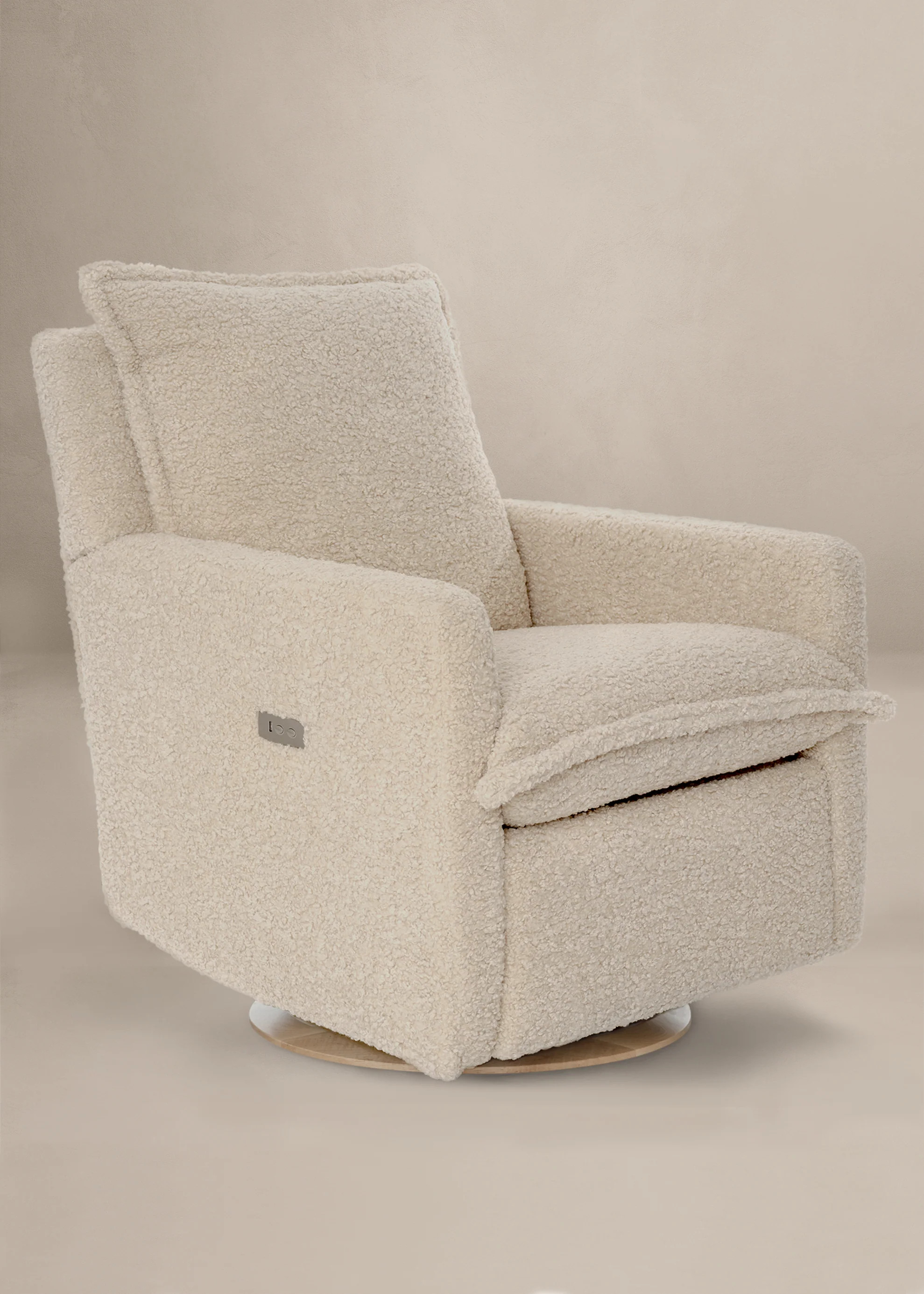Flynn – Gliding Swivel Nursery Recliner - Sheepskin Linen | Oilo Studio