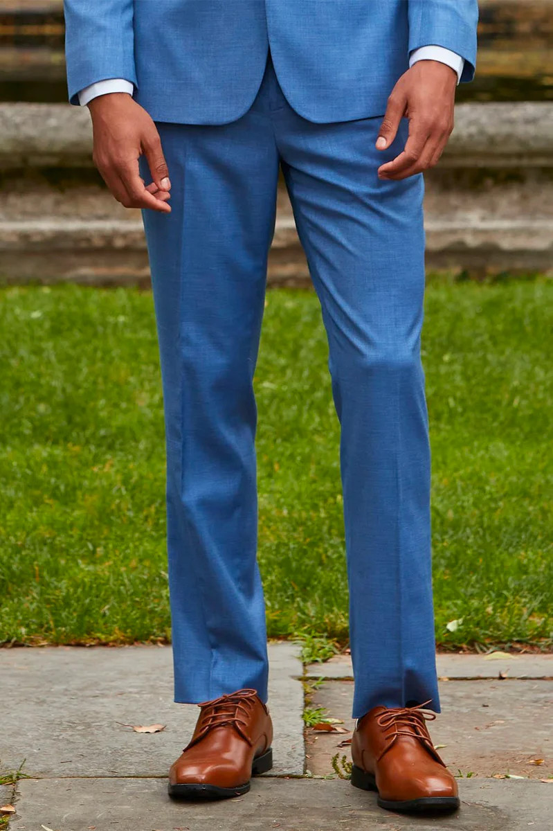 "Sharkskin" Marine Blue Plain Front Pants
    
    
    
      – BlackTie.com | BLACKTIE