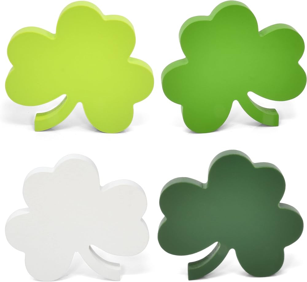 4 St Patrick's Day Wooden Table Decorations Centerpiece Block Shamrock Clover Shape Irish Patty's... | Amazon (US)