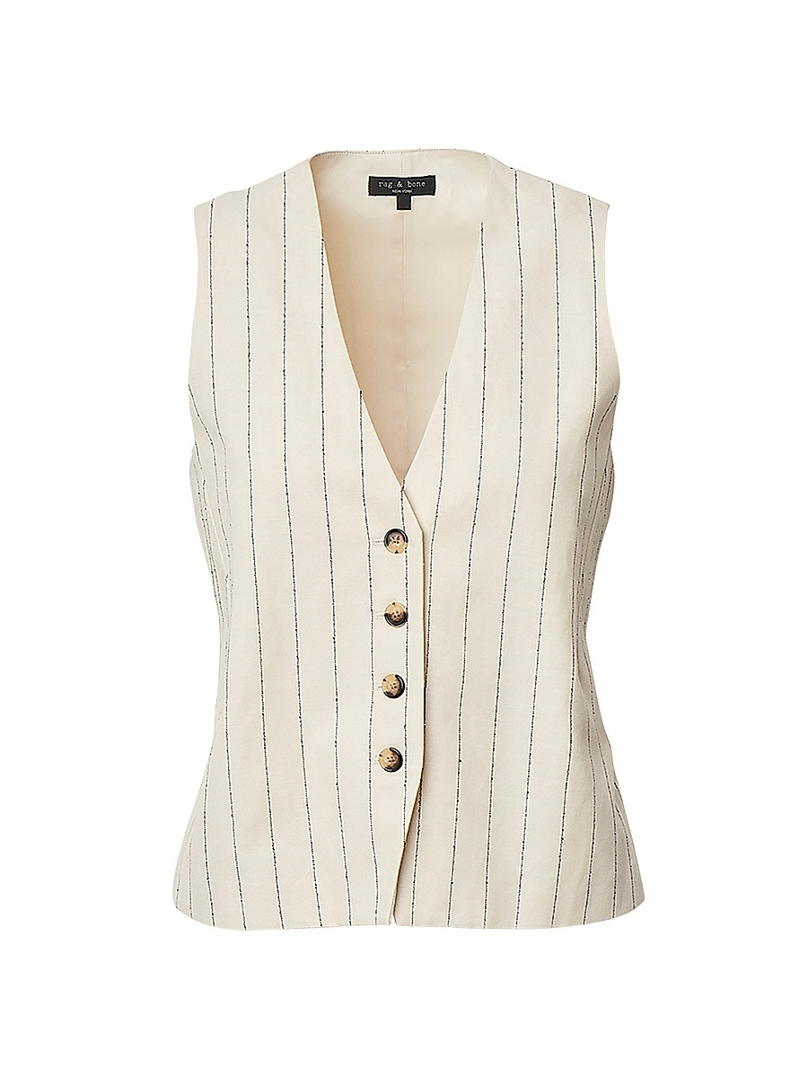 Women's Paulette Stripes Vest - White Stripe - Size 2 | Saks Fifth Avenue