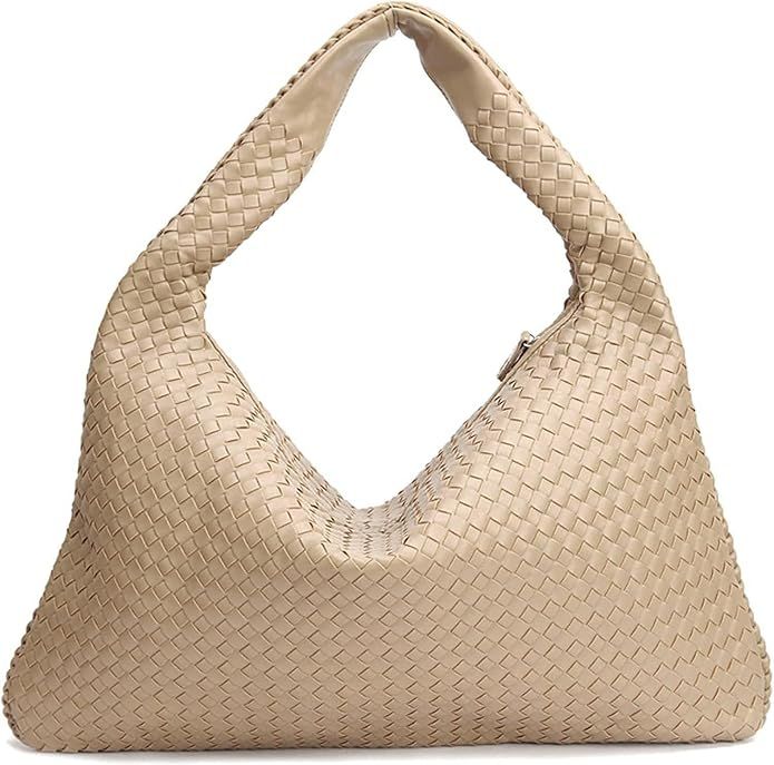 2023 Woven Leather Hobo Bag for Women Top-handle Shoulder Bag, Tote Bags for Women Soft Vegan Han... | Amazon (US)