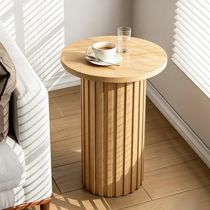 Fsbecl Farmhouse Pedestal End Table Round Side Table with Fluted Panel Rustic Drink Table for Sma... | Amazon (US)