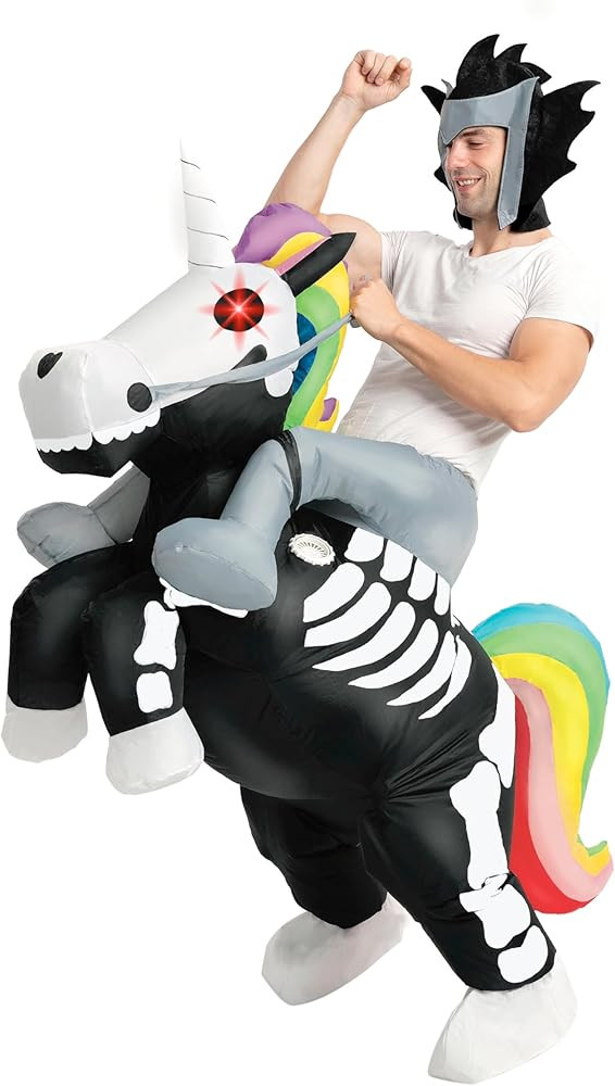Spooktacular Creations Inflatable Halloween Costume, LED Light Eyes Ride A Skeleton Unicorn Blow ... | Amazon (US)