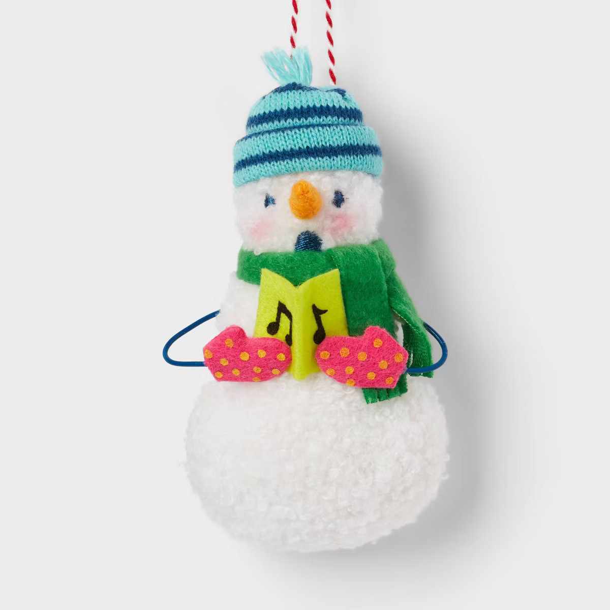 Faux Shearling Singing Snowman with Blue Hat Christmas Tree Ornament White - Wondershop™ | Target