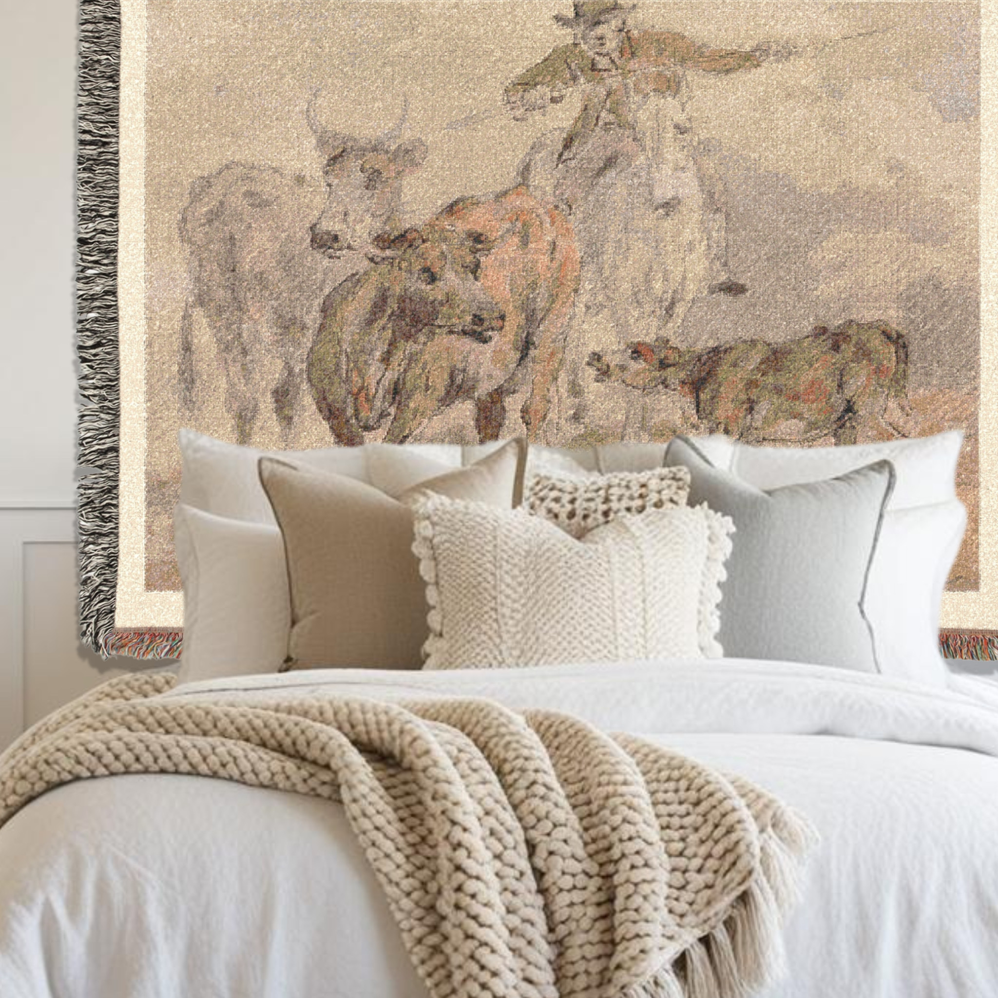 Vintage Cowboy Sketch Woven Tapestry Blanket for your Bedroom Space 

-- use it as your headboard or a throw for your bed  

 #LTKstyletip #LTKkids #LTKfamily