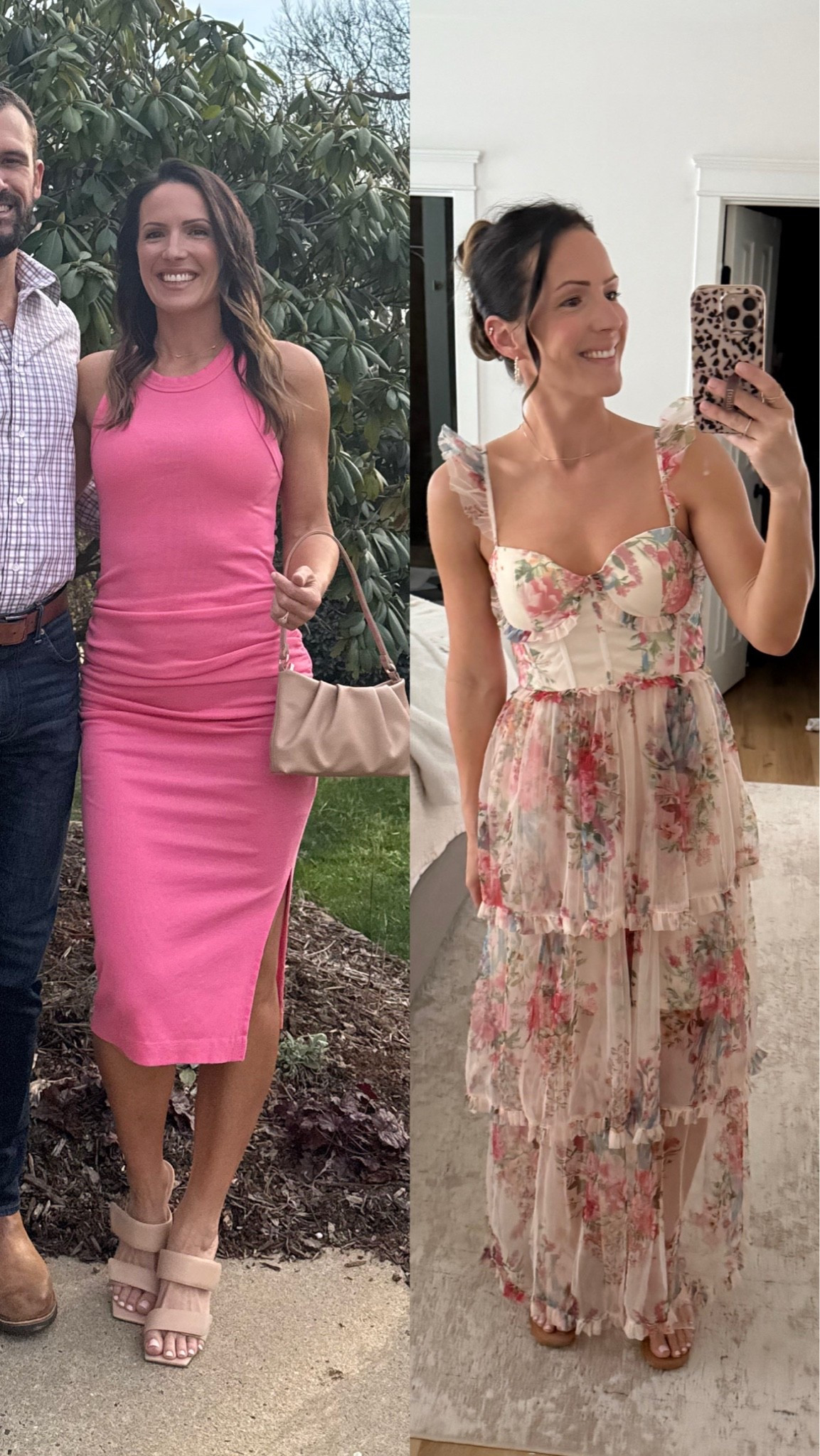 Pink floral dresses