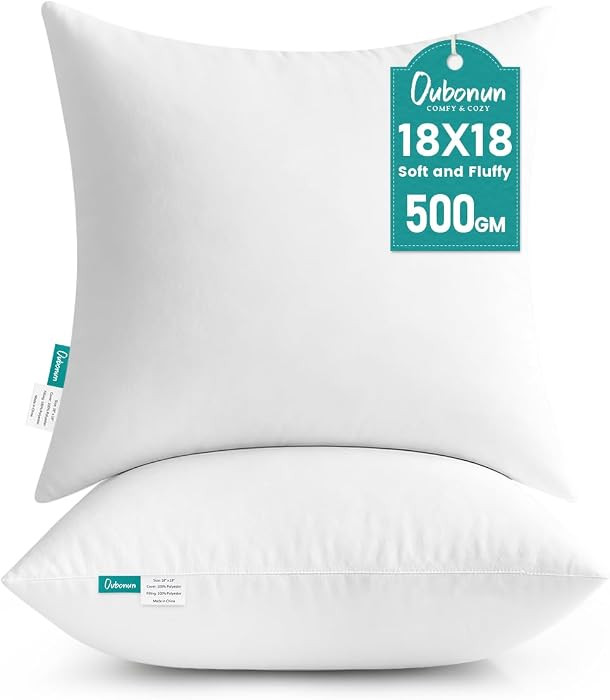 Oubonun 18 x 18 Throw Pillow Inserts - Soft, Plush & Decorative Down Alternative Pillows for Couc... | Amazon (US)