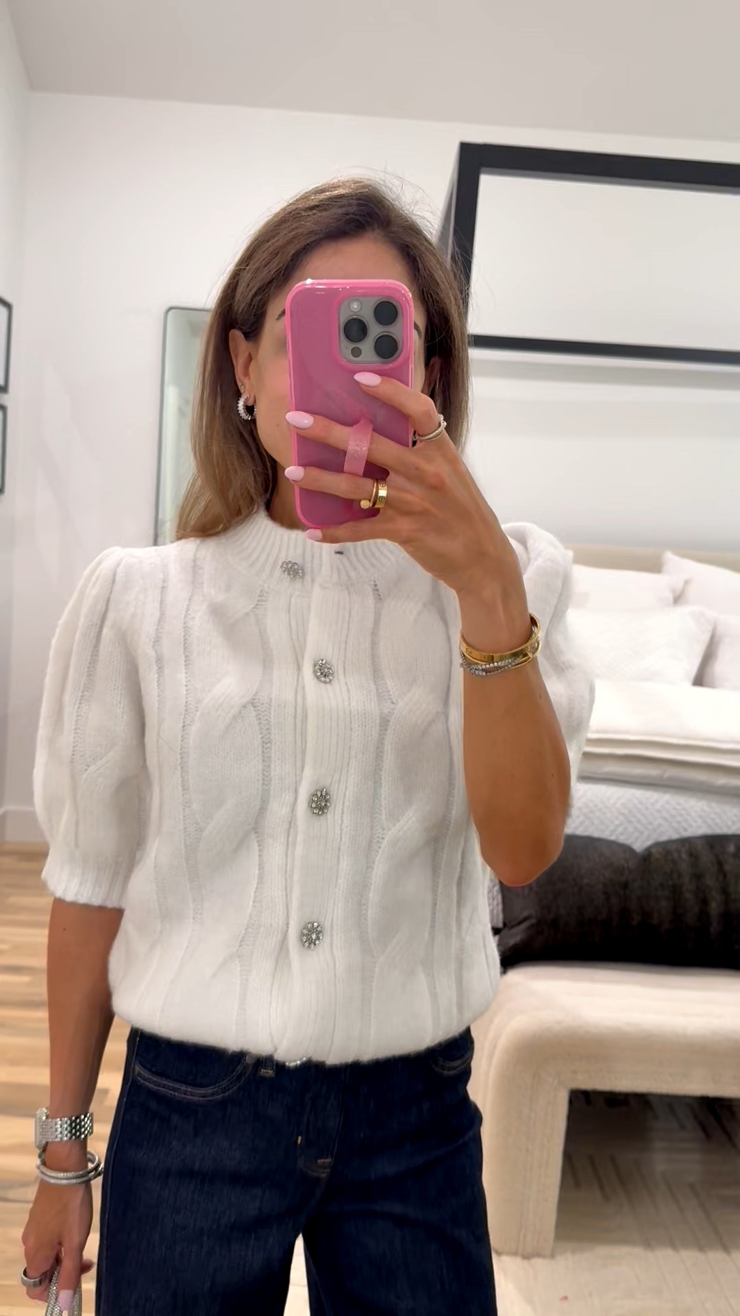 Cable knit sweater holiday outfit idea. Super soft love the sparkle buttons, holiday party outfit 

#LTKPetite #LTKHoliday