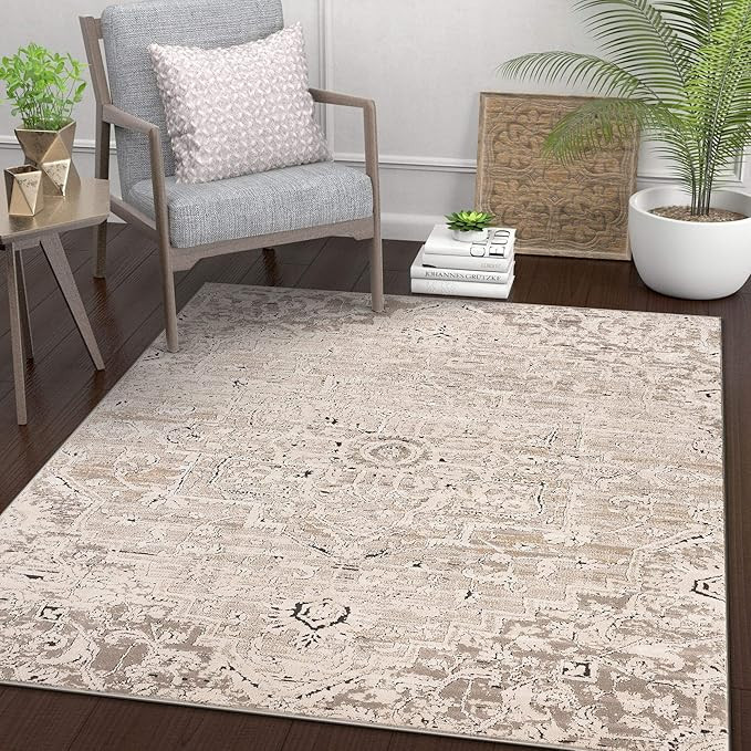 Well Woven Tabitha Ivory Vintage Medallion Area Rug 8x11 (7'10" x 10'6") | Amazon (US)