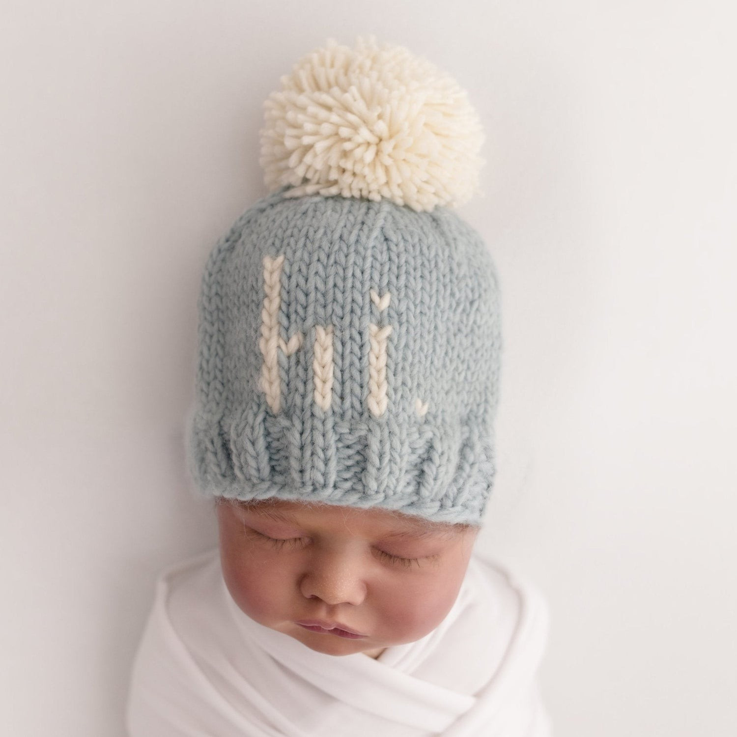 "Hi." Knit Beanie, Surf Blue | SpearmintLOVE