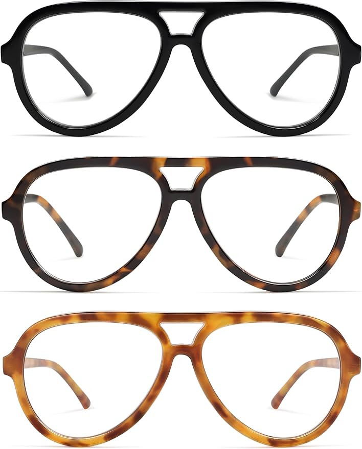 AMOMOMA 3 Pack Retro Oversized Aviator Reading Glasses for Women Men,Classic Large Reader Blue Li... | Amazon (US)