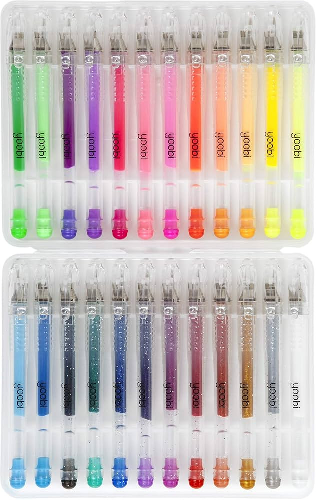Yoobi Mini Gel Pens & Carrying Case | Neon, Metallic, Glitter Shades | Multicolor Ink | 1.0mm Med... | Amazon (US)
