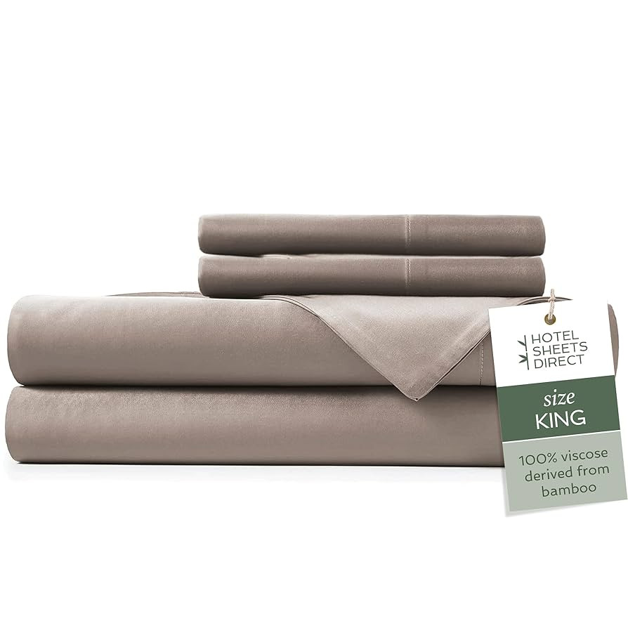 Hotel Sheets Direct 4 Piece Bed Sheet Set King Size, 100% Viscose Derived from Bamboo Sheets Set ... | Amazon (US)