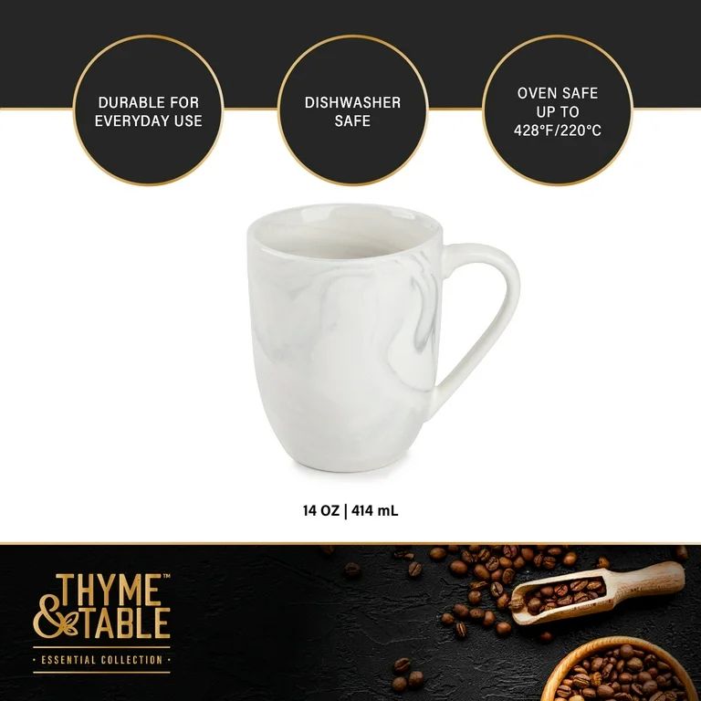 Thyme & Table Grey Marble Stoneware Coffee Mug, 15 fl oz - Walmart.com | Walmart (US)