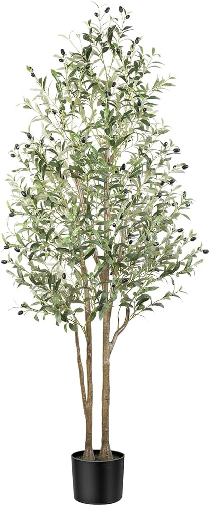 Alupssuc 6FT Artificial Olive Tree, Fake Olive Tree with Lifelike Olive Leaves, Faux Olive Tree I... | Amazon (UK)