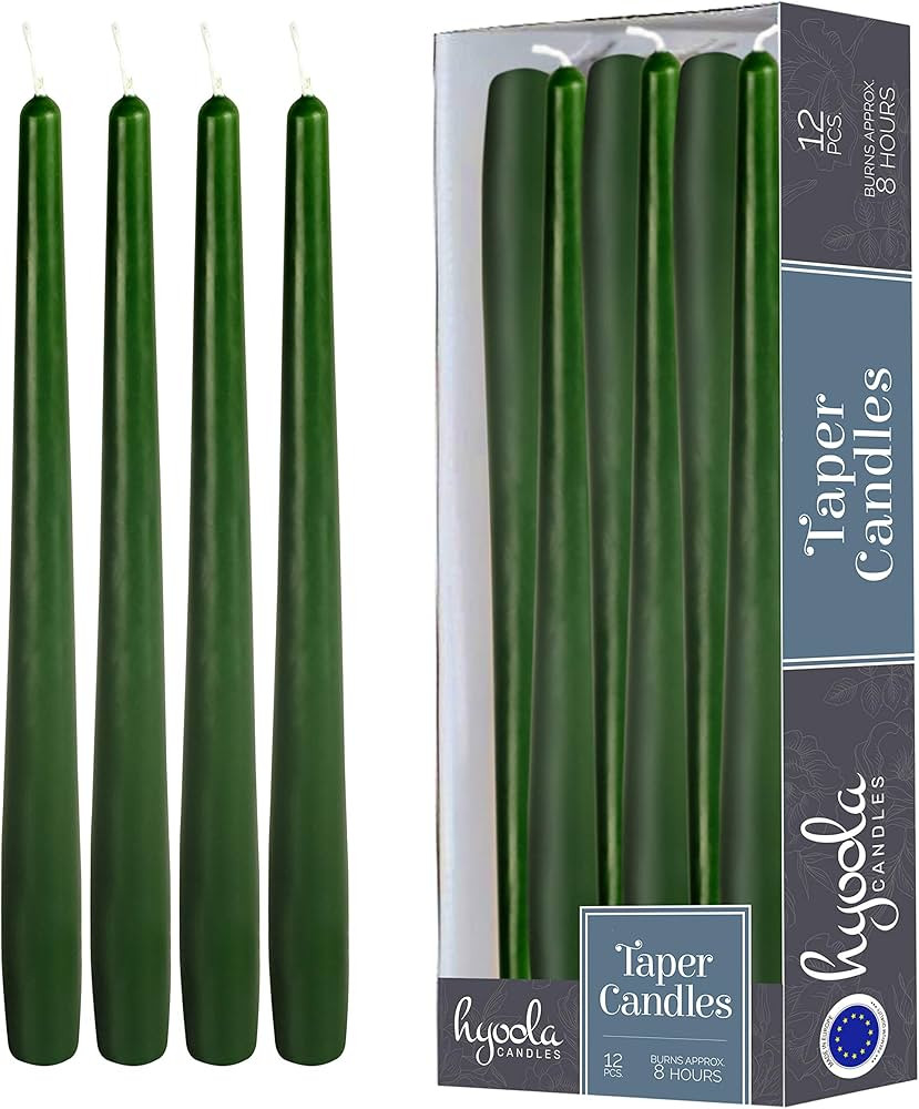 Hyoola 12 Pack Tall Taper Candles - 10 Inch Hunter Green Dripless, Unscented Dinner Candle - Para... | Amazon (US)