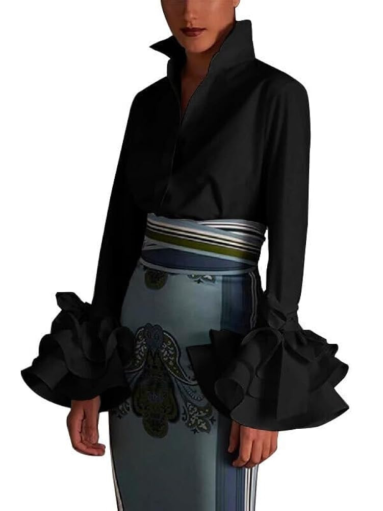 UOOZEE Womens Button Down Shirt Long Sleeve Dress Shirts Solid Work Blouse | Amazon (US)