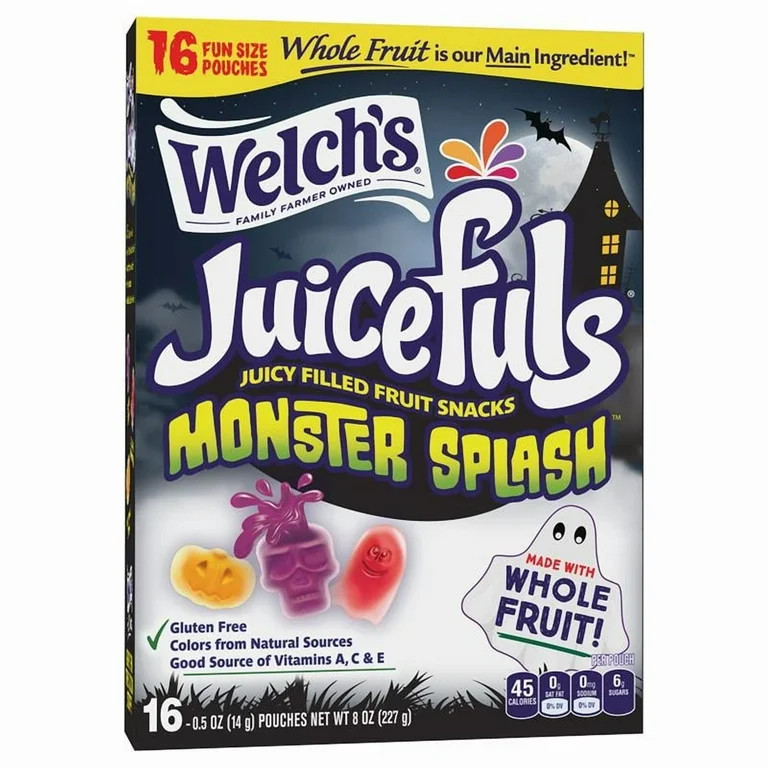 Welch's Juicefuls Monster Splash Soft Fruit Snacks for Halloween, .5 oz, 16 Count | Walmart (US)