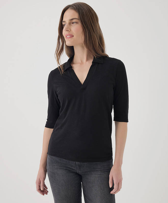 Women’s Featherweight Slub Polo made with Organic Cotton | Pact | Pact Apparel