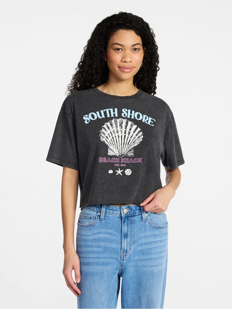 No Boundaries Boxy Cropped Graphic Tee, Women's XXS-XXL | Walmart (US)