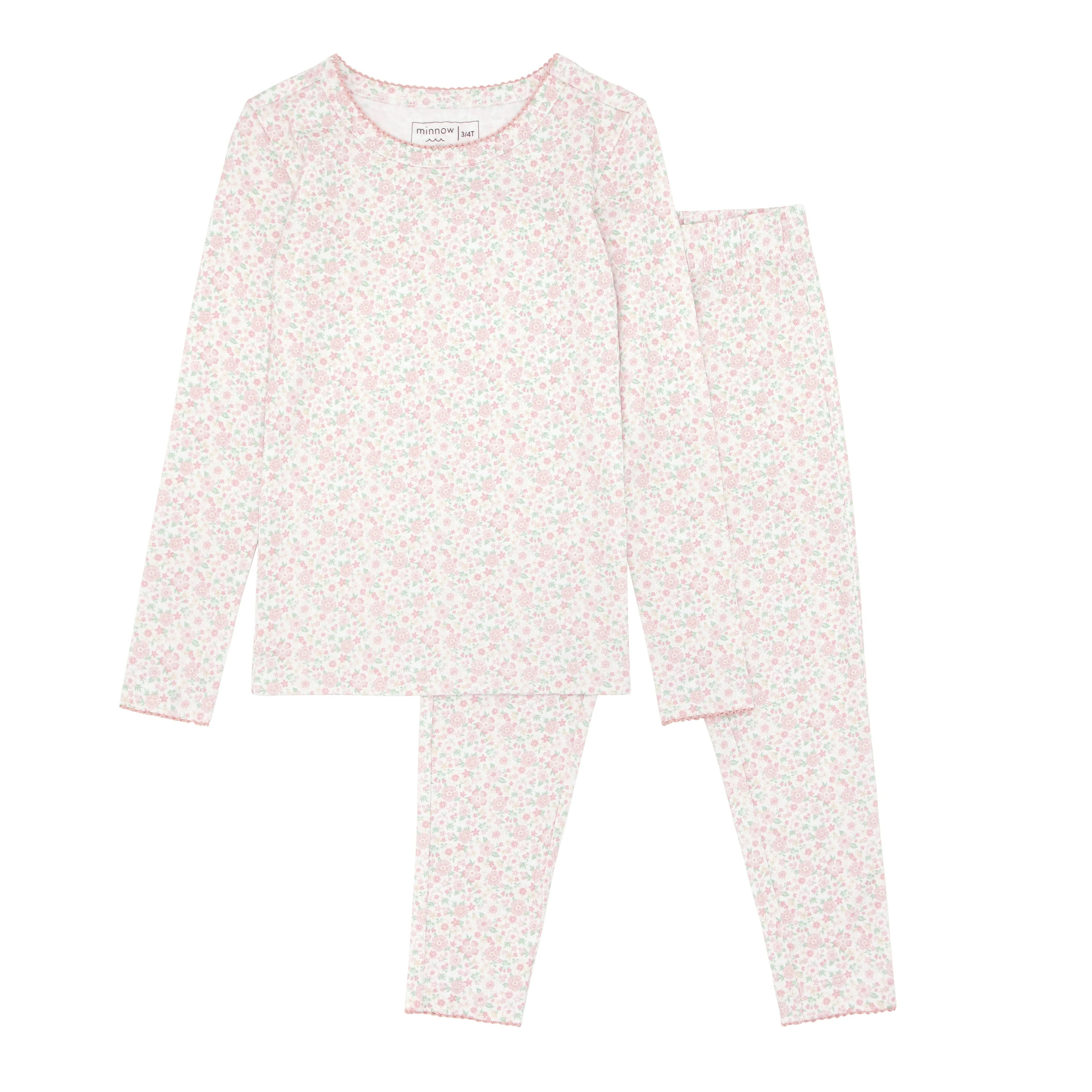girls antique floral pima pajamas set | Minnow