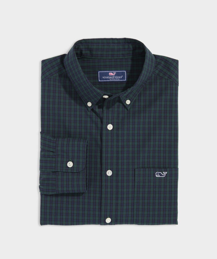 Stretch Poplin Blackwatch Plaid Shirt | vineyard vines