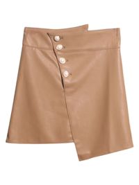 'Alina' Asymmetric Waist Buttoned Faux Leather Mini Skirt (2 Colors) | Goodnight Macaroon