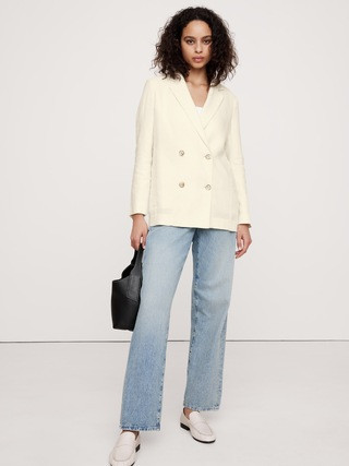Relaxed Double-Breasted Linen Blazer | Banana Republic (US)