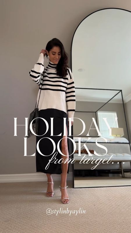 Holiday looks from target
For reference I'm just shy of 5-7:
Striped sweater (S)
SKIRTS (XS)
RED PANTS (2)
FUZZY MOCK SWEATER (2)
BONJOUR SWEATER (S)
SEQUIN PANTS (4)

#StylinbyAylin 

#LTKstyletip #LTKSeasonal #LTKHoliday