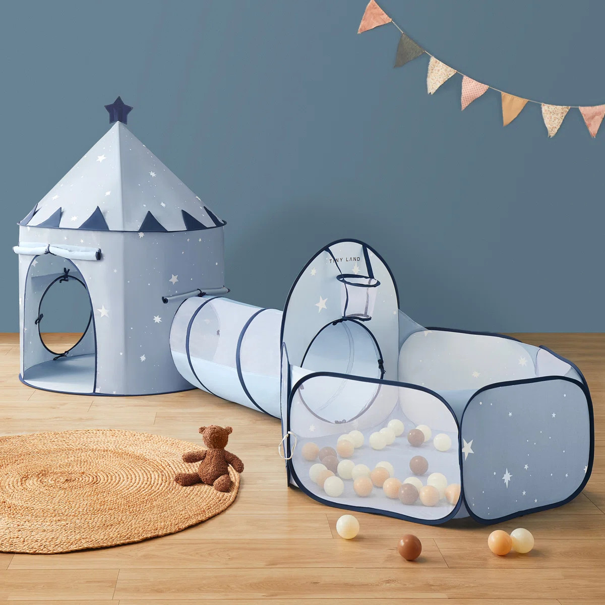Tiny Land® Compact Adventure 3-in-1 Play Tunnel With no Balls - Blue | Wayfair North America
