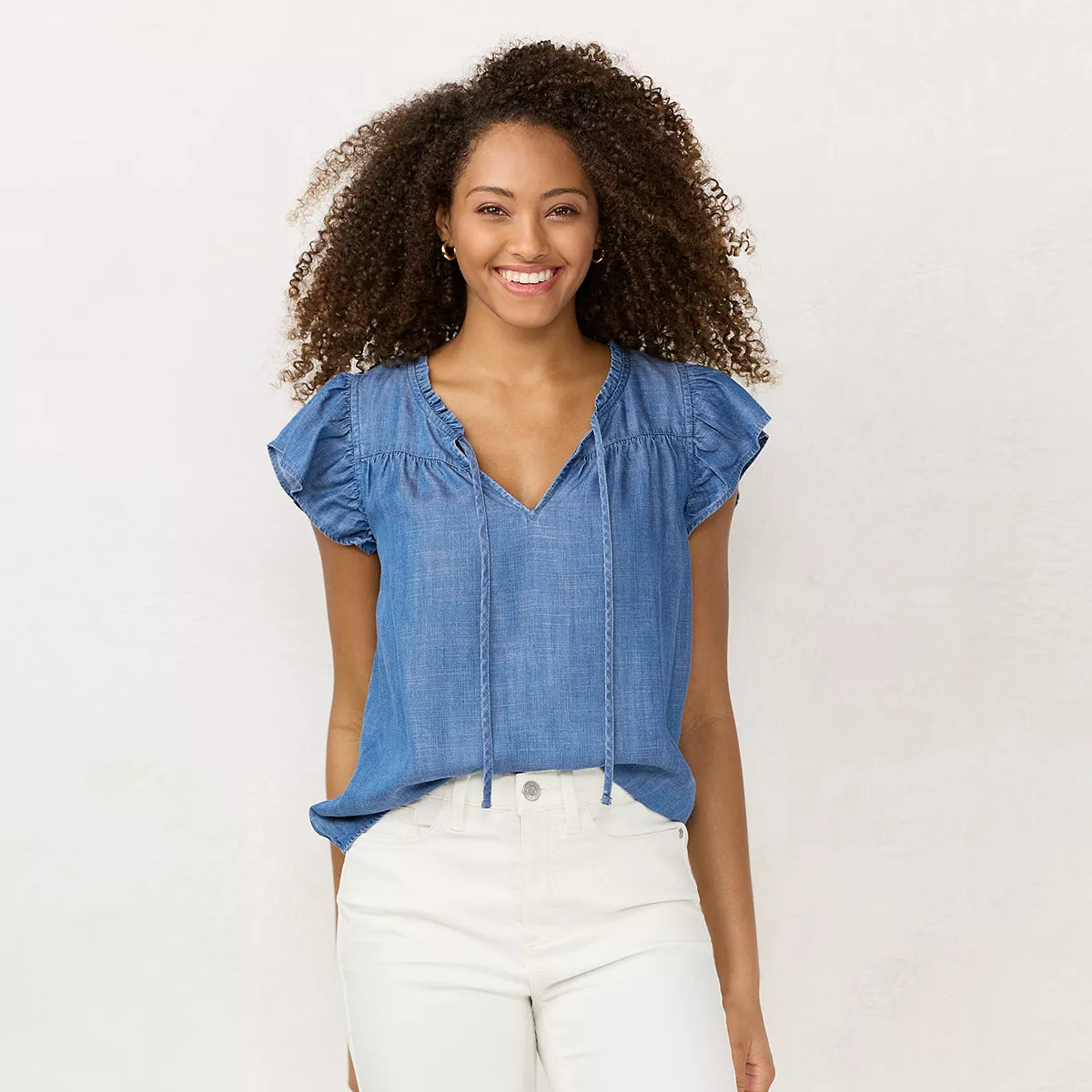 Women's LC Lauren Conrad Ruffle V-Neck Top | Kohl's