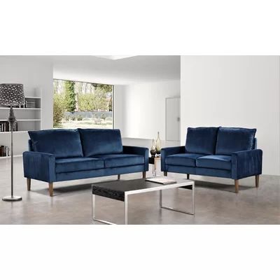 Mercer41 Petit 2 Piece Living Room Set Upholstery Colour: Dark Blue | Wayfair North America