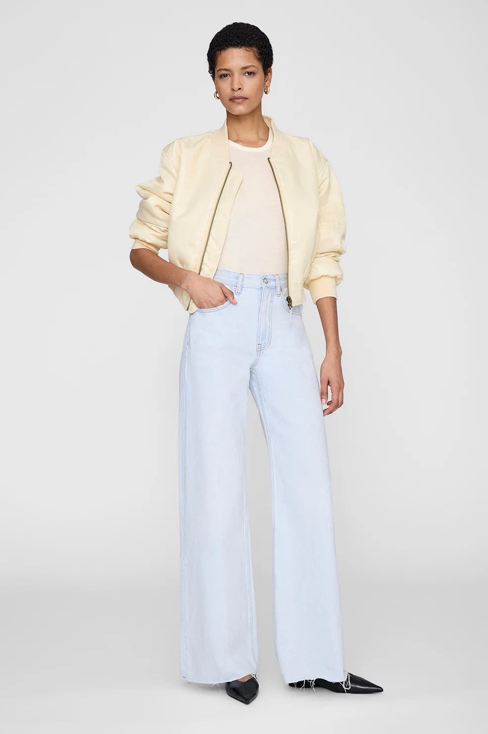 Cropped Leon Bomber - Dark Grey | Anine Bing