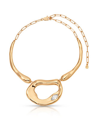 Gold Plated Molten Marquise Necklace | Macy's