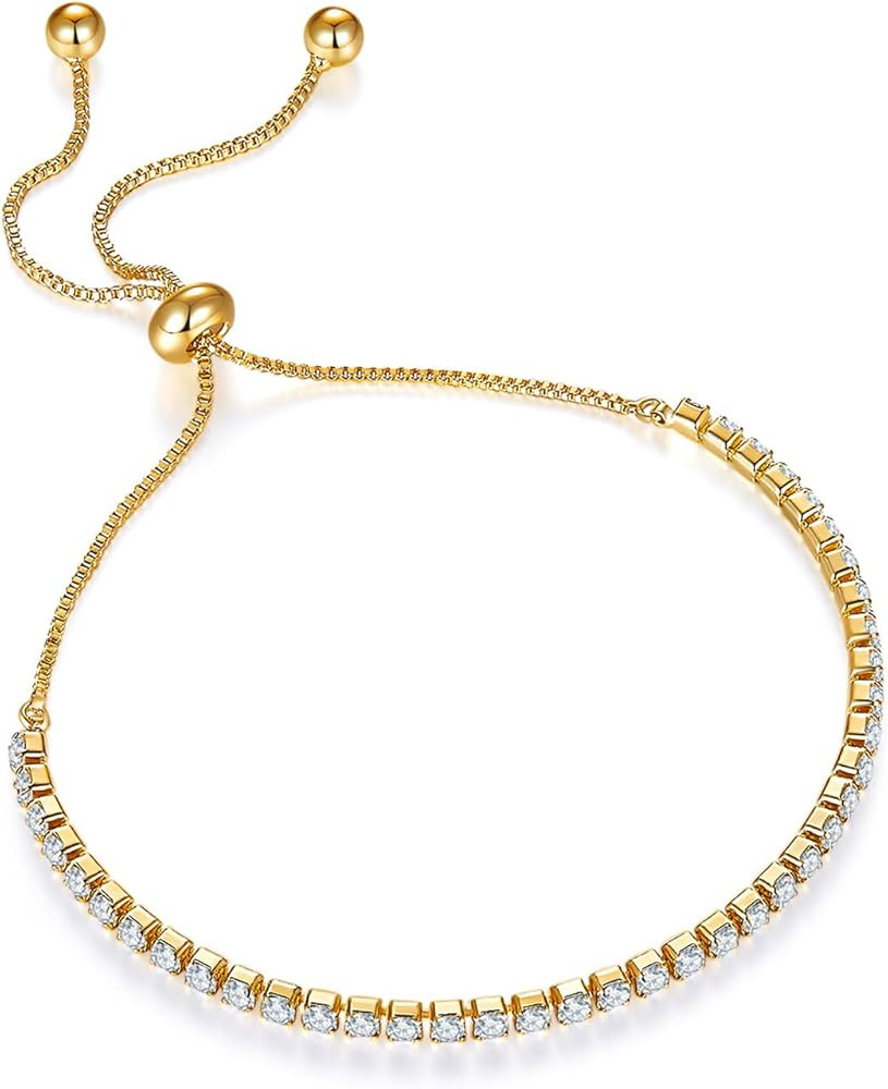 MINDDHA 14K Gold Plated Cubic Zirconia Tennis Bracelet – Elegant Tennis Bracelet for Women, Thi... | Amazon (US)