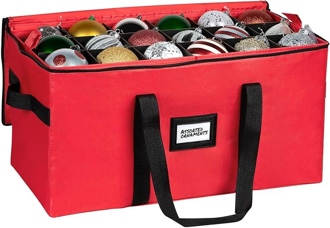Christmas Ornament Storage Container,Box Stores Up to 54, Adjustable Dividers, Large Organizer Bi... | Amazon (US)
