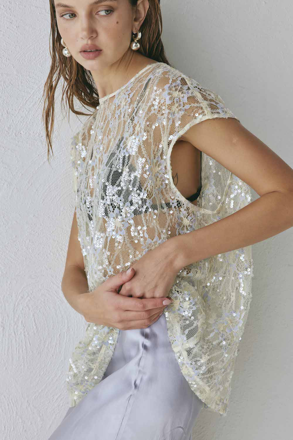 Devyn Sequin Top Lace | VRG Grl