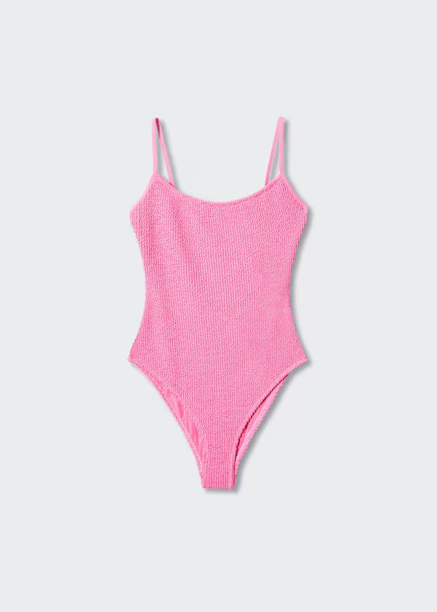 Wrap-back textured swimsuit -  Women | Mango USA | MANGO (US)