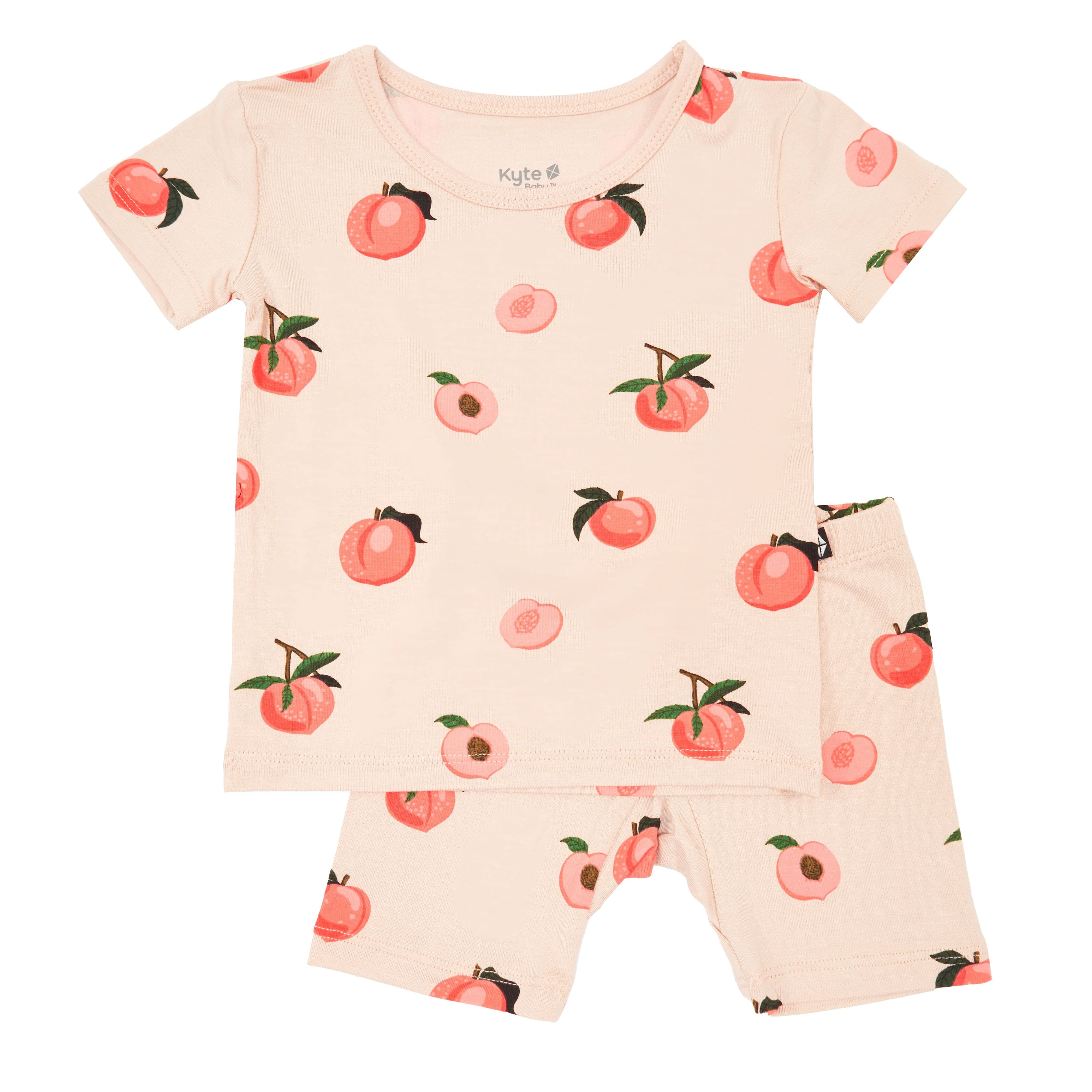 Short Sleeve Pajamas in Peach | Kyte BABY